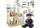 Wooden police station + helicopter police car 1