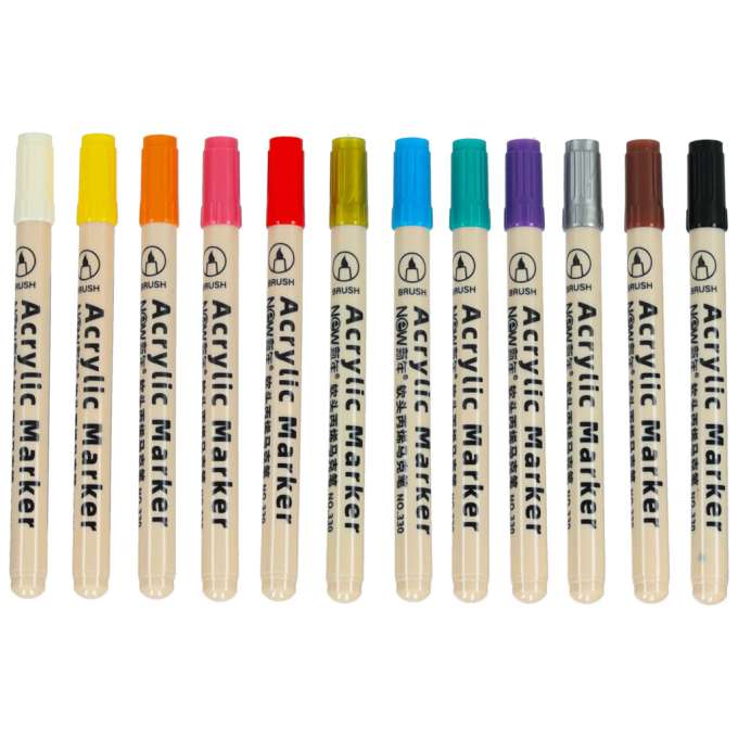 Acrylic fabric markers stone marker pens DIY waterproof markers 12 pcs.
