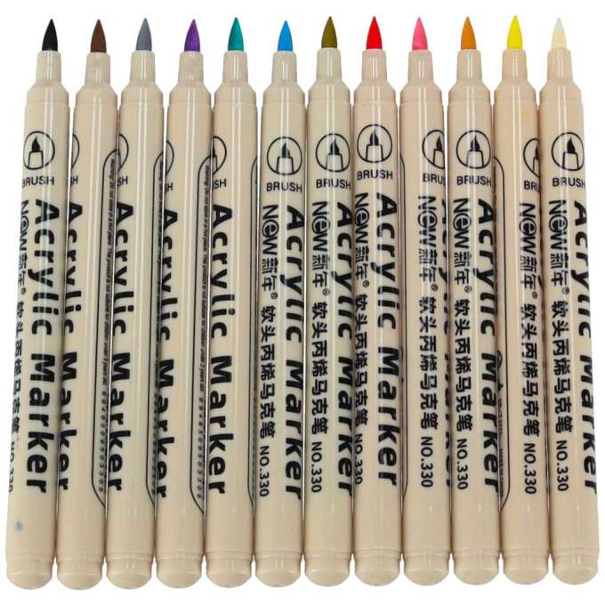 Acrylic fabric markers stone marker pens DIY waterproof markers 12 pcs.