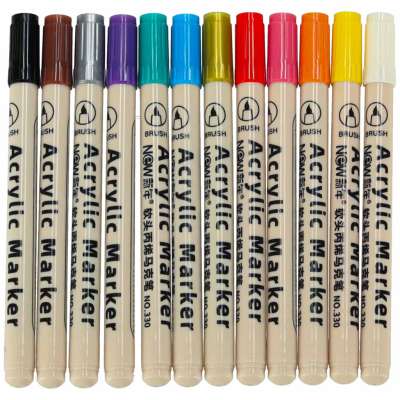 Acrylic fabric markers stone marker pens DIY waterproof markers 12 pcs.