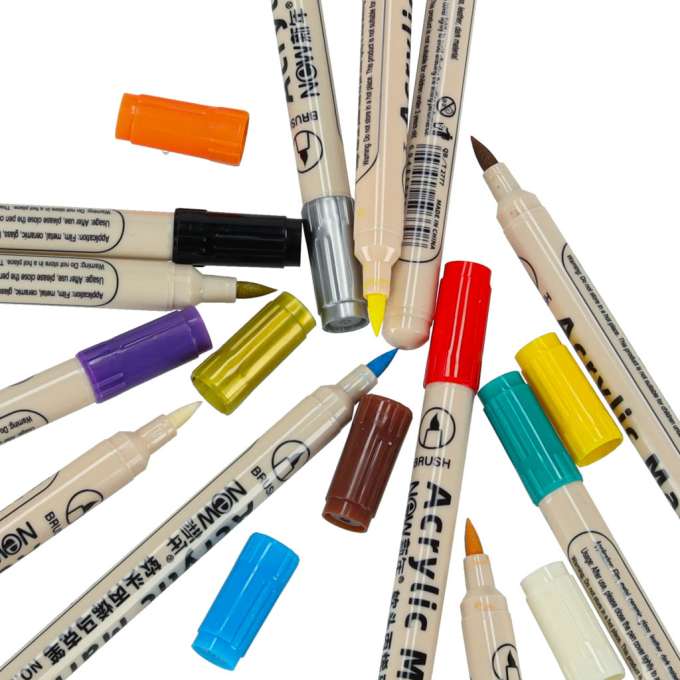 Acrylic fabric markers stone marker pens DIY waterproof markers 12 pcs.