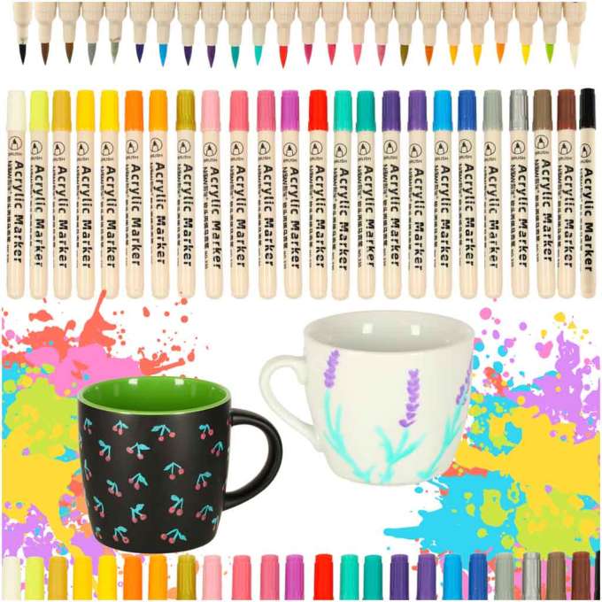 Acrylic fabric markers stone marker pens DIY waterproof markers 24 pcs.