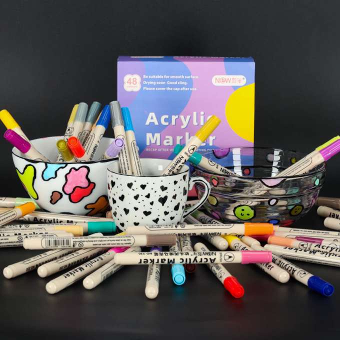 Acrylic fabric markers stone marker pens DIY waterproof markers 48 pcs.