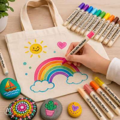 Acrylic fabric markers stone marker pens DIY waterproof markers 48 pcs.