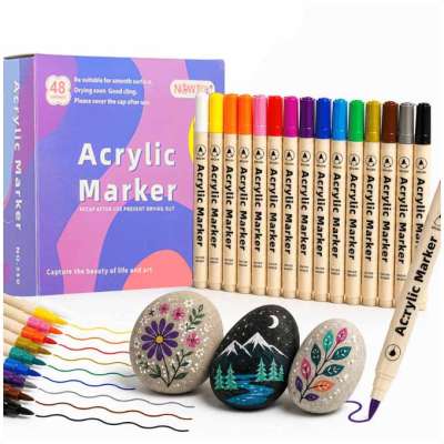 Acrylic fabric markers stone marker pens DIY waterproof markers 48 pcs.