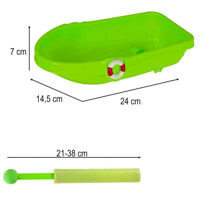 Boat with accessories moulds sand beach toys + water gun 12el.