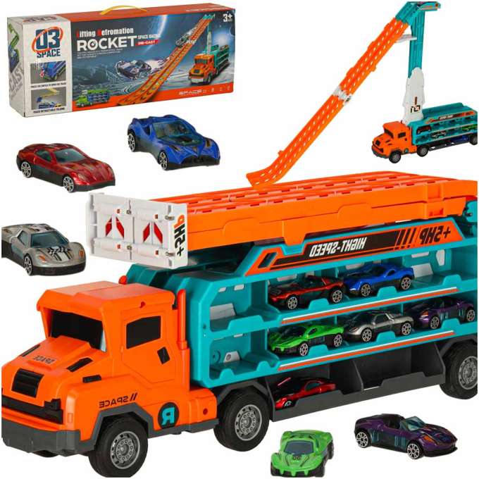 Car racing track car transporter 6 el. orange