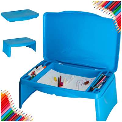 Car table with storage compartment for kids blue