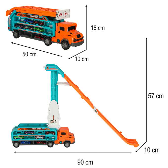 Caravan with racetrack slide 6el orange