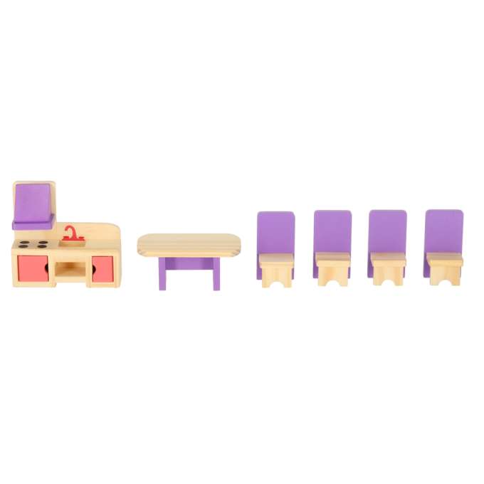 Dolls' house furniture wooden purple