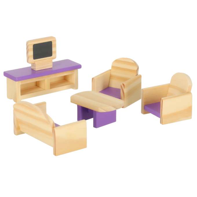 Dolls' house furniture wooden purple