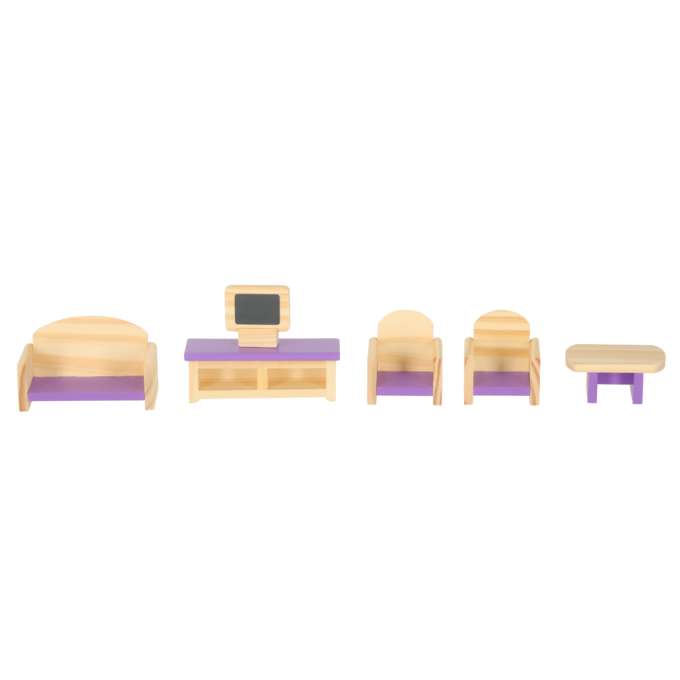 Dolls' house furniture wooden purple