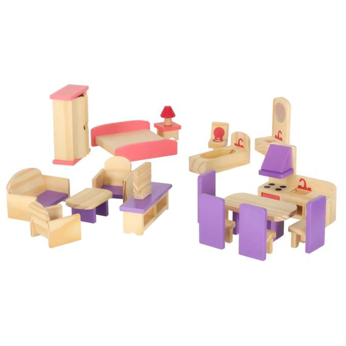 Dolls' house furniture wooden purple