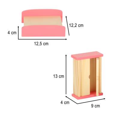 Dolls' house furniture wooden purple