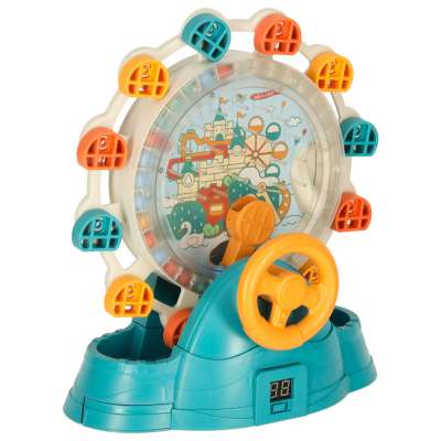 Ferris wheel carousel with steering wheel catching balls