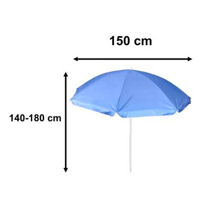Garden beach umbrella adjustable foldable UV 150cm blue