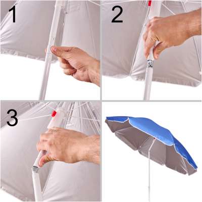 Garden beach umbrella adjustable foldable UV 150cm blue