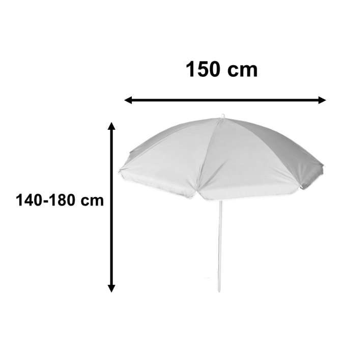 Garden beach umbrella adjustable foldable UV 150cm gray