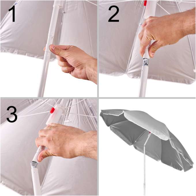 Garden beach umbrella adjustable foldable UV 150cm gray