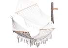 Garden hammock boho mesh tassel hanging lounger macramé 200cm grey 1