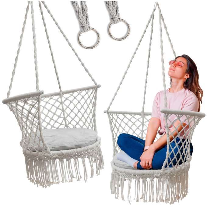 Garden swing Stork's nest with backrest grey 80 cm 150 kg