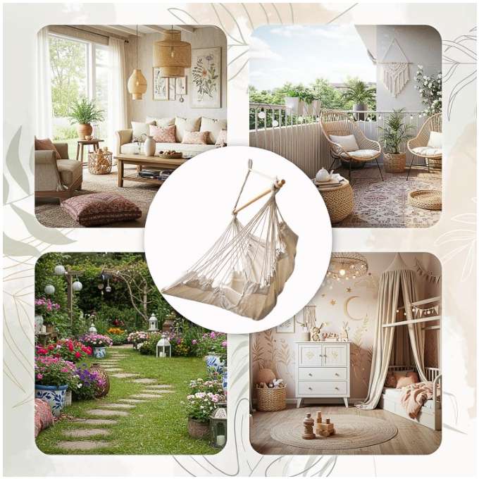 Hammock Brazilian chair with footrest 130cm beige