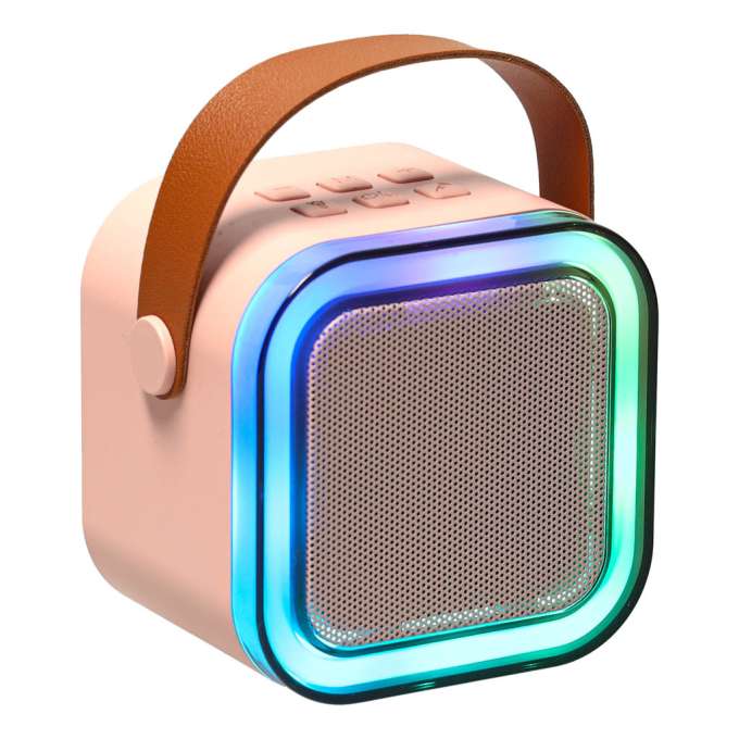 Karaoke speaker with microphone pink