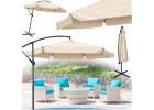LUARO Garden umbrella large folding umbrella with boom 290cm beige 1
