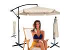 LUARO Garden umbrella large folding umbrella with boom 290cm beige 2