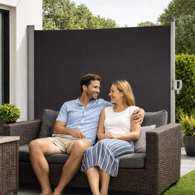 LUARO Lateral terrace awning retractable screen 180 x 400 cm grey