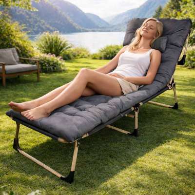LUARO travel field bed folding business recliner 193 cm light grey
