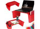 Laptop table with organizer travel car table for children with pockets breakfast stand portable stable red 1