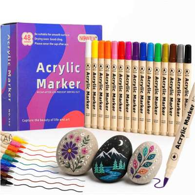 Markery akrylowe do tkanin kamieni pisaki flamastry mazaki wodoodporne DIY 24 szt.