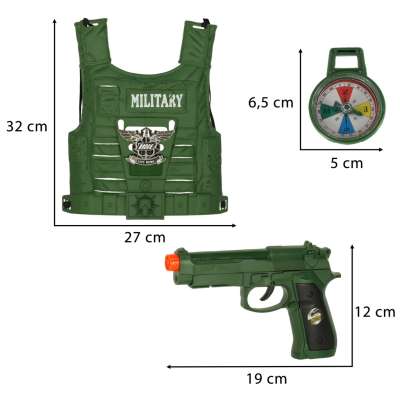 Military kit costume waistcoat rifle binoculars