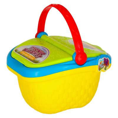 Picnic basket fruit juices drinks food provisions snacks for a picnic