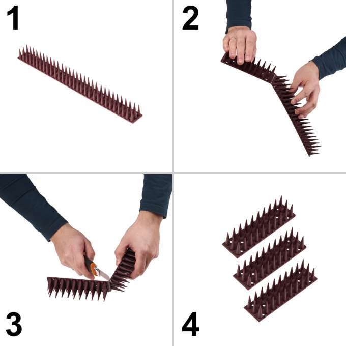 Pigeon spikes bird rail deterrent plastic dense brown 8pcs 43 cm