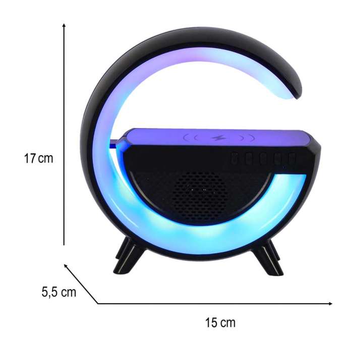 RGB light with wireless charger radio black