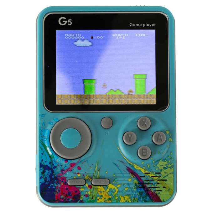 Retro blue mini portable games console