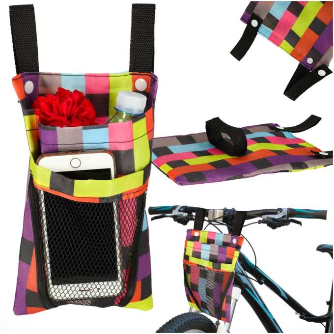 Torba na rower hulajnogę kierownicę telefon sakwa rowerowa kolorowa kratka