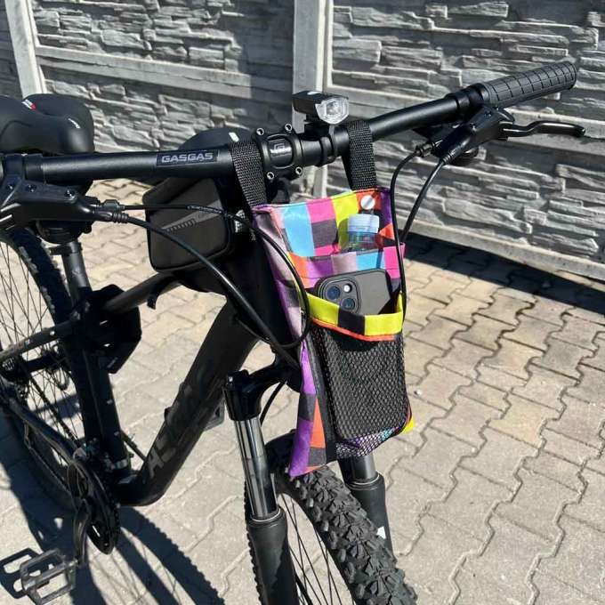 Torba na rower hulajnogę kierownicę telefon sakwa rowerowa kolorowa kratka