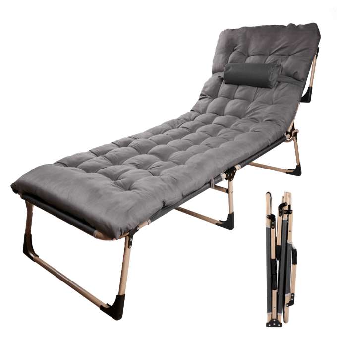 Tourist folding field bed 198 cm light grey
