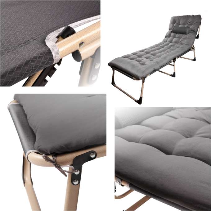 Tourist folding field bed 198 cm light grey