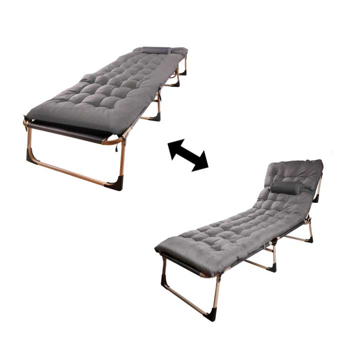 Tourist folding field bed 198 cm light grey