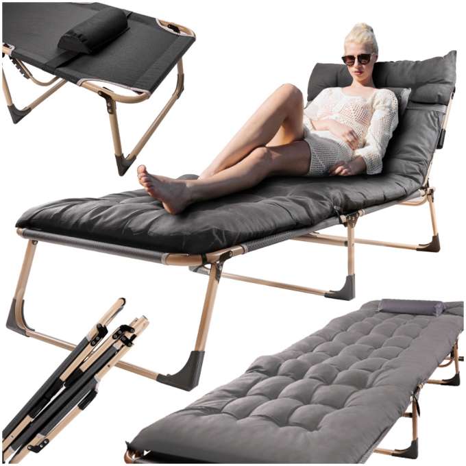 Tourist folding field bed 198 cm light grey