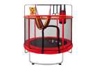 Trampolina dla dzieci ogrodowa siatka piłki koszykówka 155cm czerwona 2