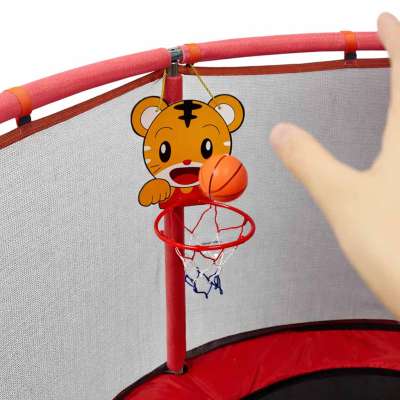 Trampolina dla dzieci ogrodowa siatka piłki koszykówka 155cm czerwona