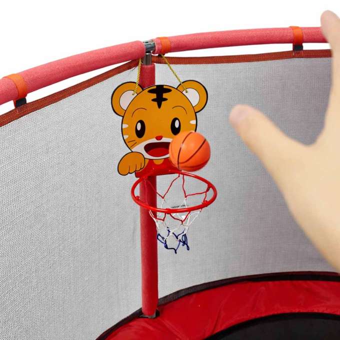 Trampolina dla dzieci ogrodowa siatka piłki koszykówka 155cm czerwona