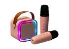 Zestaw do karaoke 2 mikrofony + głośnik przenośny BLUETOOTH USB LED różowy 2