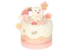 Birthday cake piled for cutting pink 10