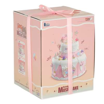 Birthday cake piled for cutting pink